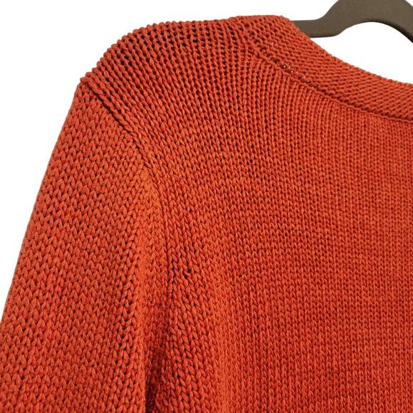 Talbots Cardigan Orange Red Knit Coastal Grandma Mercerized Cotton Small 622 - Picture 8 of 11